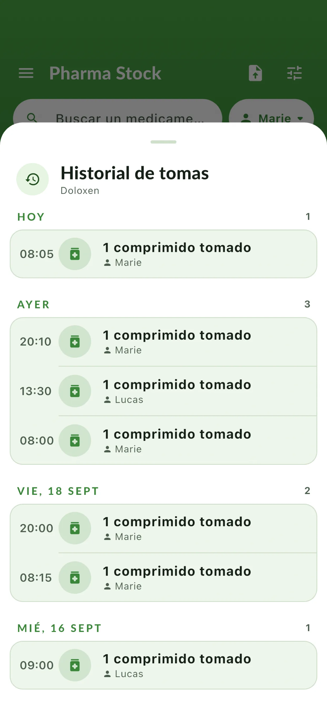 Diario de uso