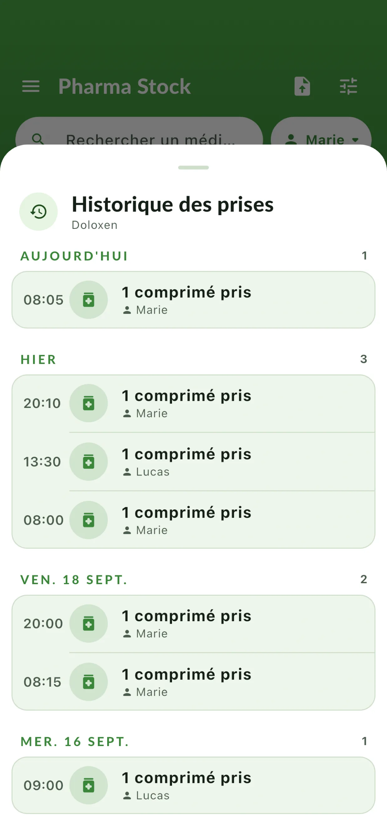 Journal d'utilisation