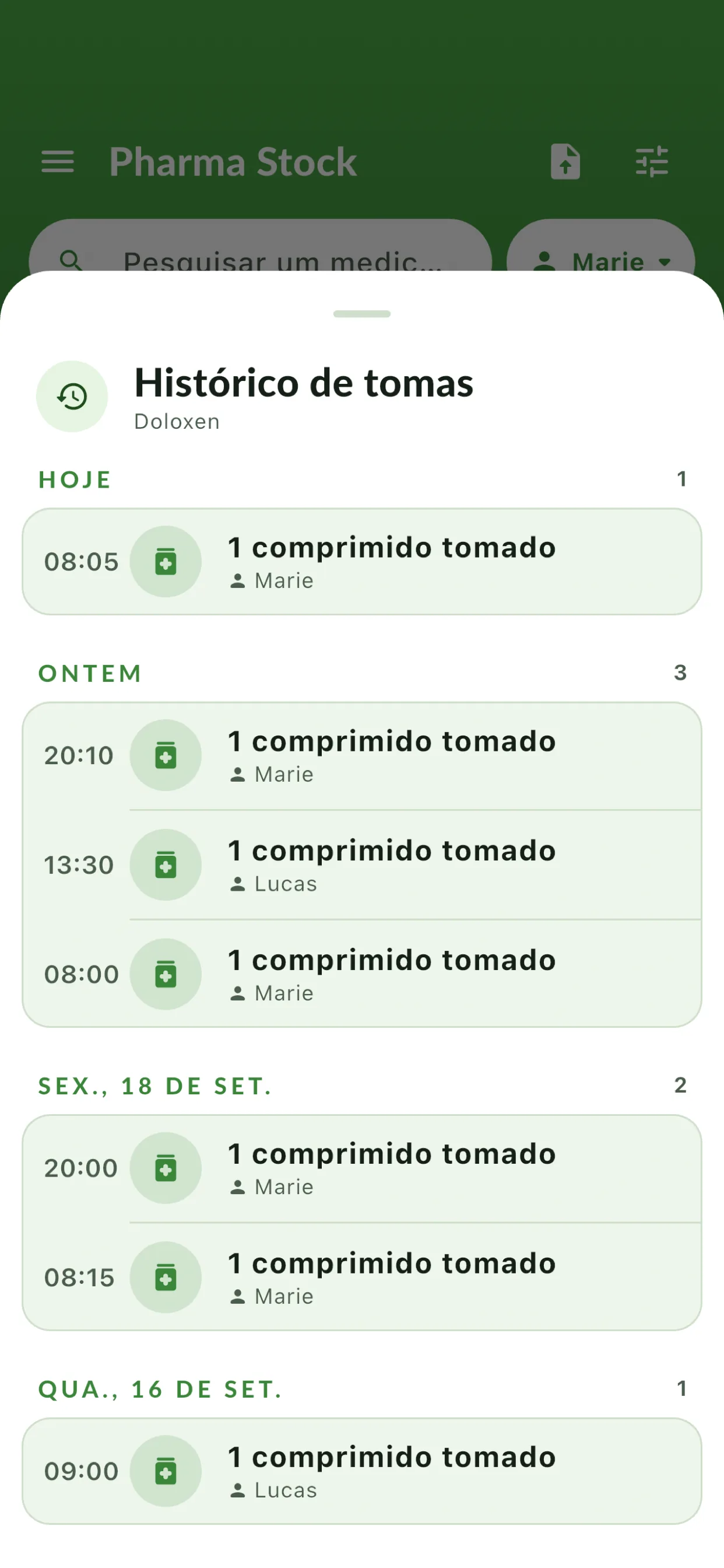 Diário de uso
